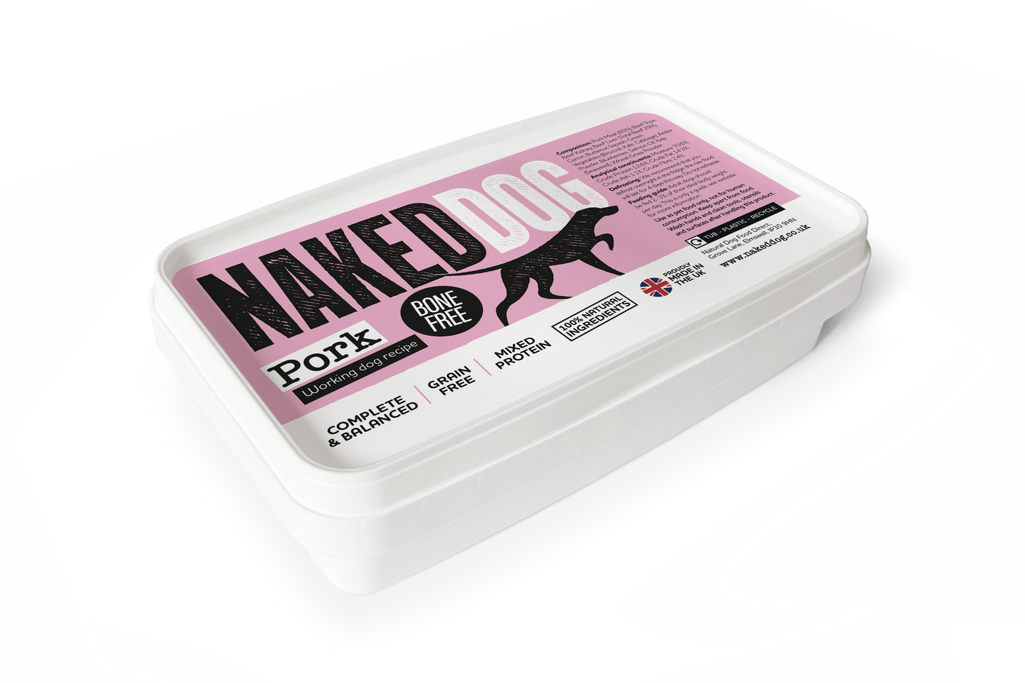 NakedDog Raw Dog Food - Pork (Bone Free)