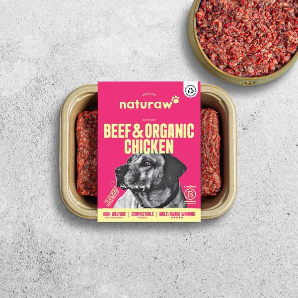 Naturaw Raw Dog Food Organic Beef and Chicken 500g
